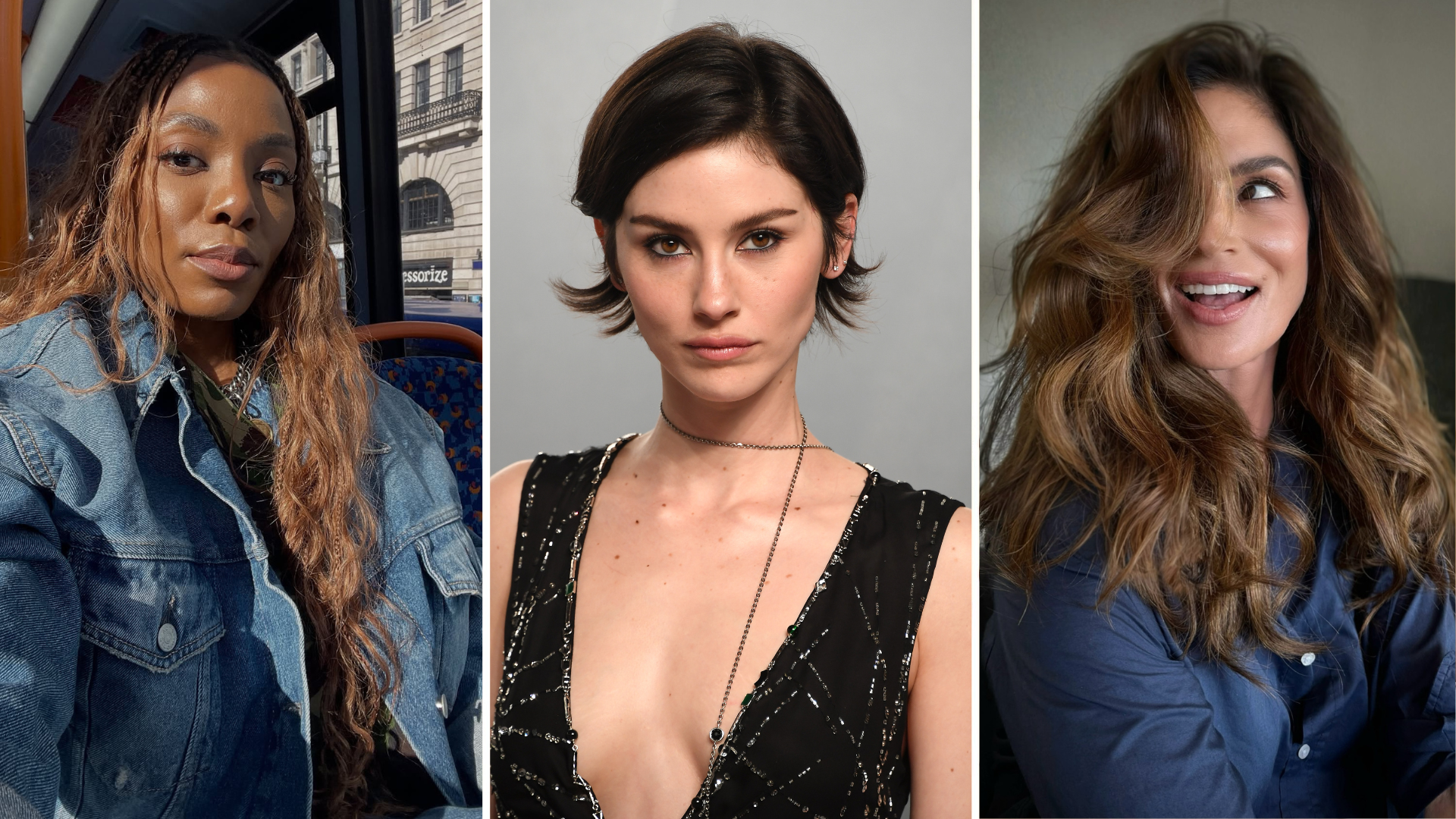 Photo collage of spring 2026 hair trends