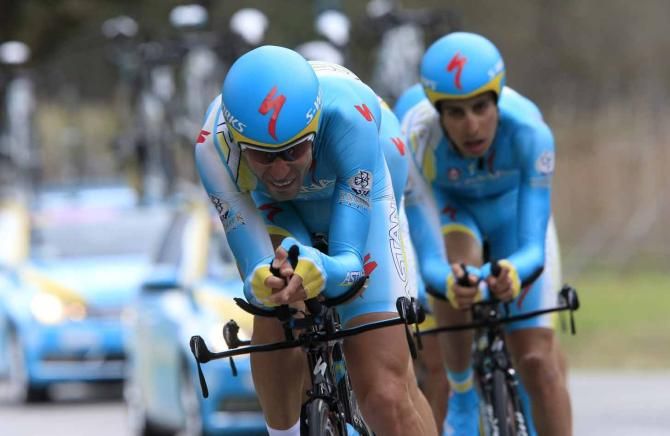 Astana in team time trial action.
