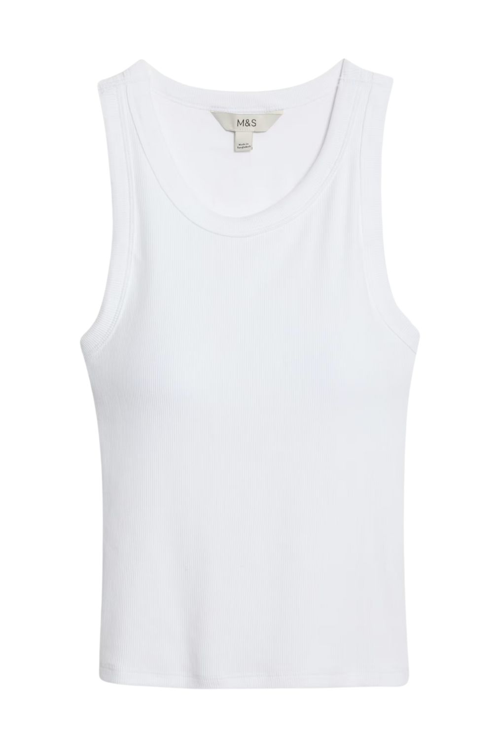 M&amp;amp;S Cotton Rich Ribbed Scoop Neck Bra Vest Top