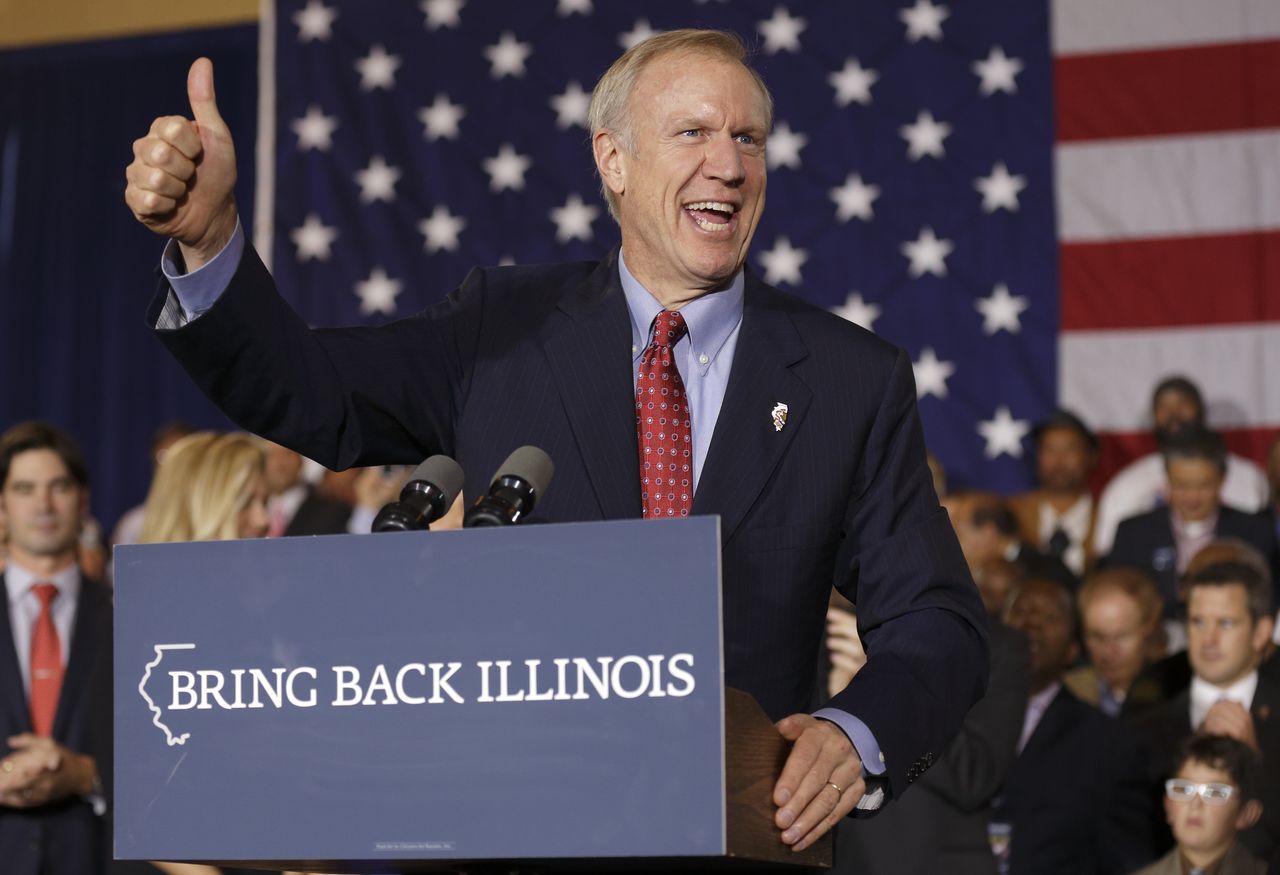 Gov. Bruce Rauner (R) takes on public employee unions