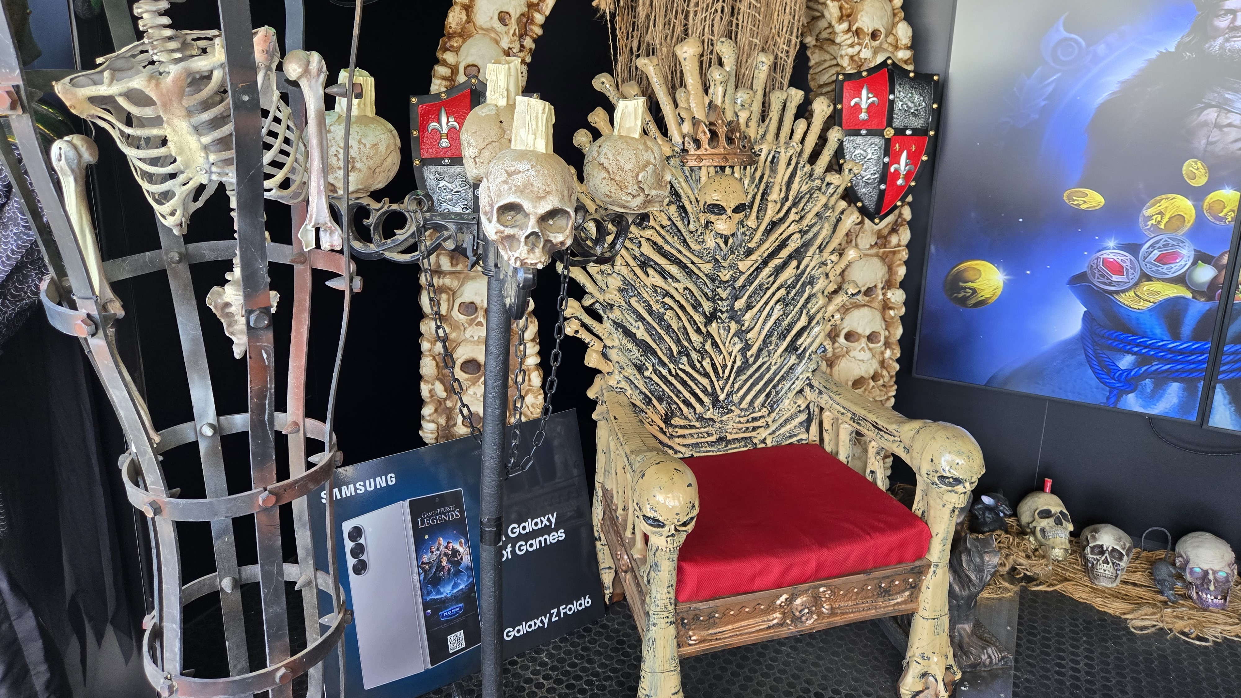 A chair of bones at the Samsung's Comic-Con booth