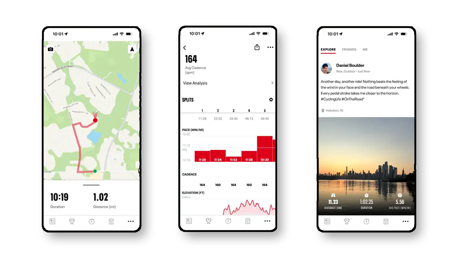 Mapmyride smartphone app screen shots showing mapping functionality