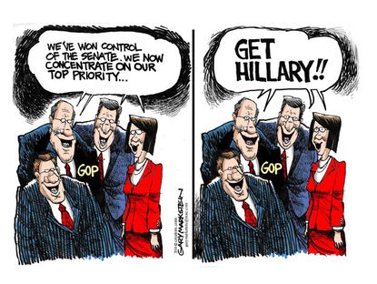 Political cartoon GOP priority Hillary Clinton