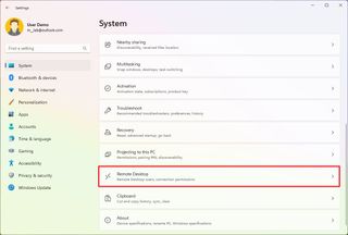 Open Remote Desktop settings