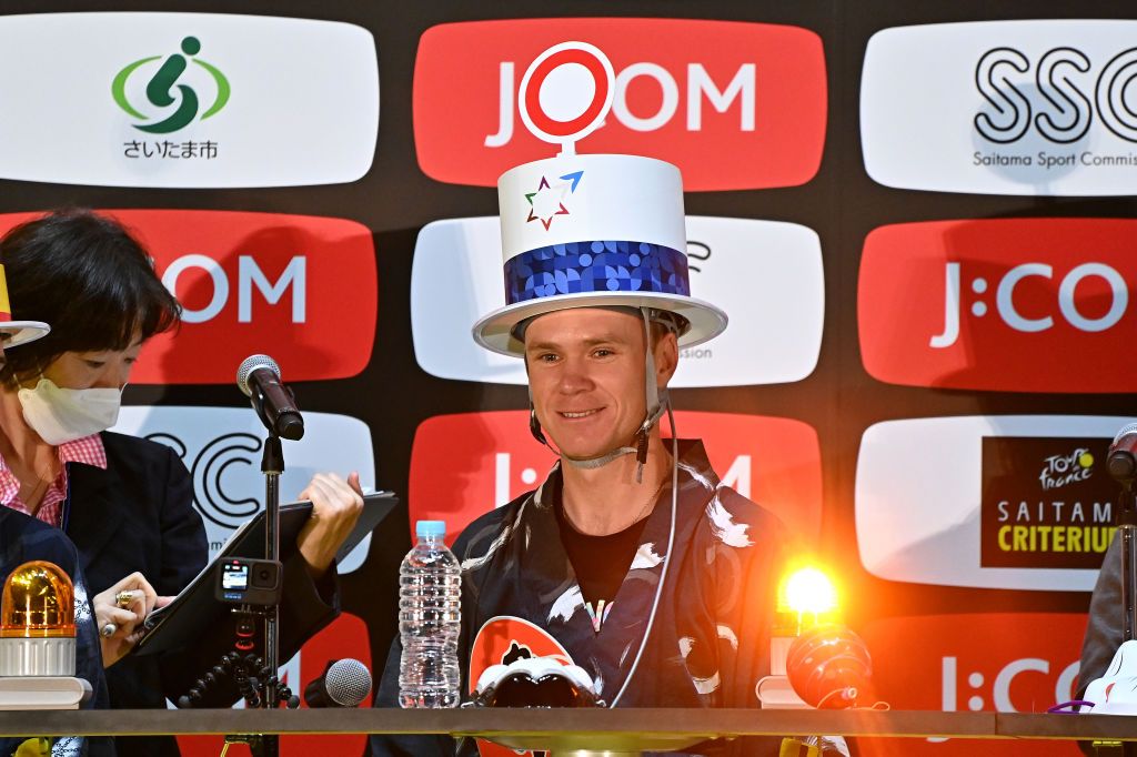 SAITAMA JAPAN NOVEMBER 05 Christopher Froome of United Kingdom and Team Israel Premier Tech participates in a Quiz Contest at Thematic Japanese Festival during the 8th Tour de France Saitama Criterium 2022 Media Day SaitamaCriterium on November 05 2022 in Saitama Japan Photo by Kenta HaradaGetty Images