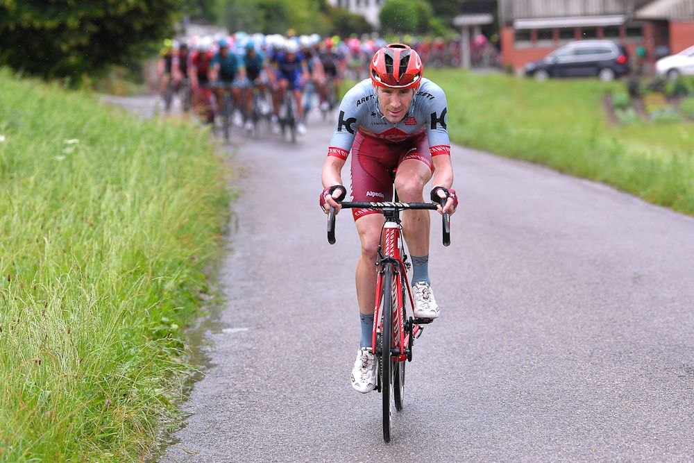 Jose Goncalves of Portugal and Team Katusha-Alpecin attacks near the end of stage 3 at tour de Suisse