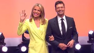 Vanna White and Ryan Seacrest make their entrance to Wheel of Fortune on September 20, 2024.