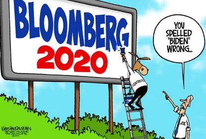Political Cartoon U.S. Democrats 2020 Bloomberg Biden Spelling Correction
