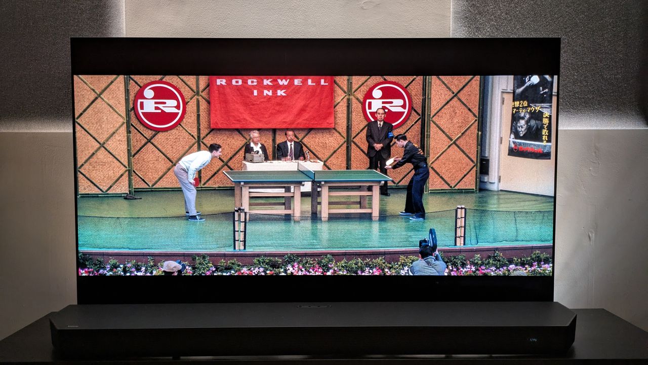 Marty Supreme 4K Blu-ray on LG G5 showing Marty and Endo before their exhibition match