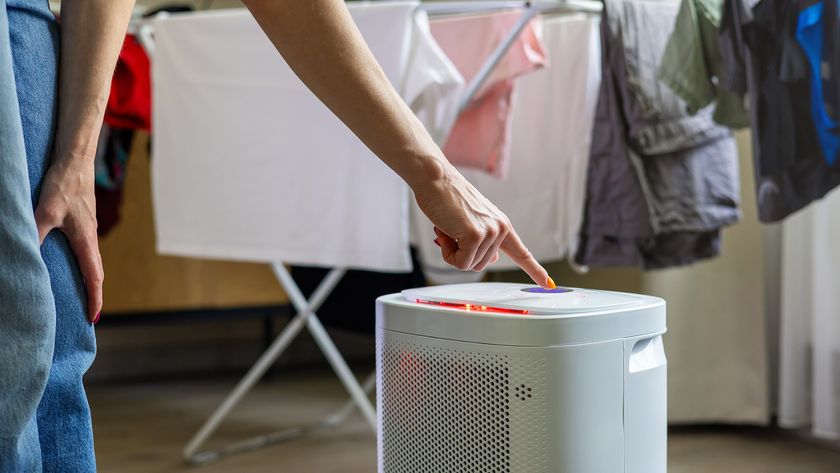 Dehumidifier drying laundry