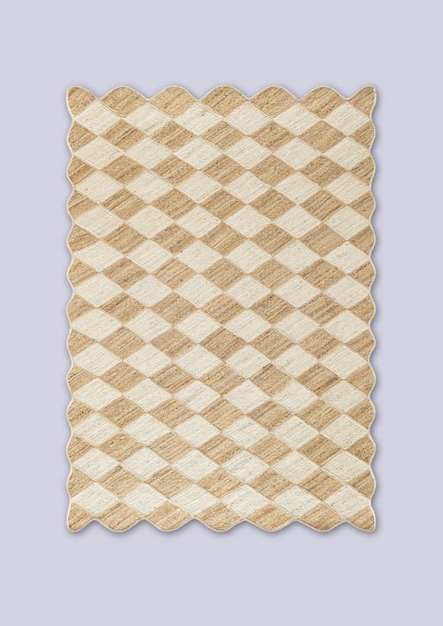 Tabitha Harlequin Diamond Scallop Natural & Bleached Jute Hand Braided Rug