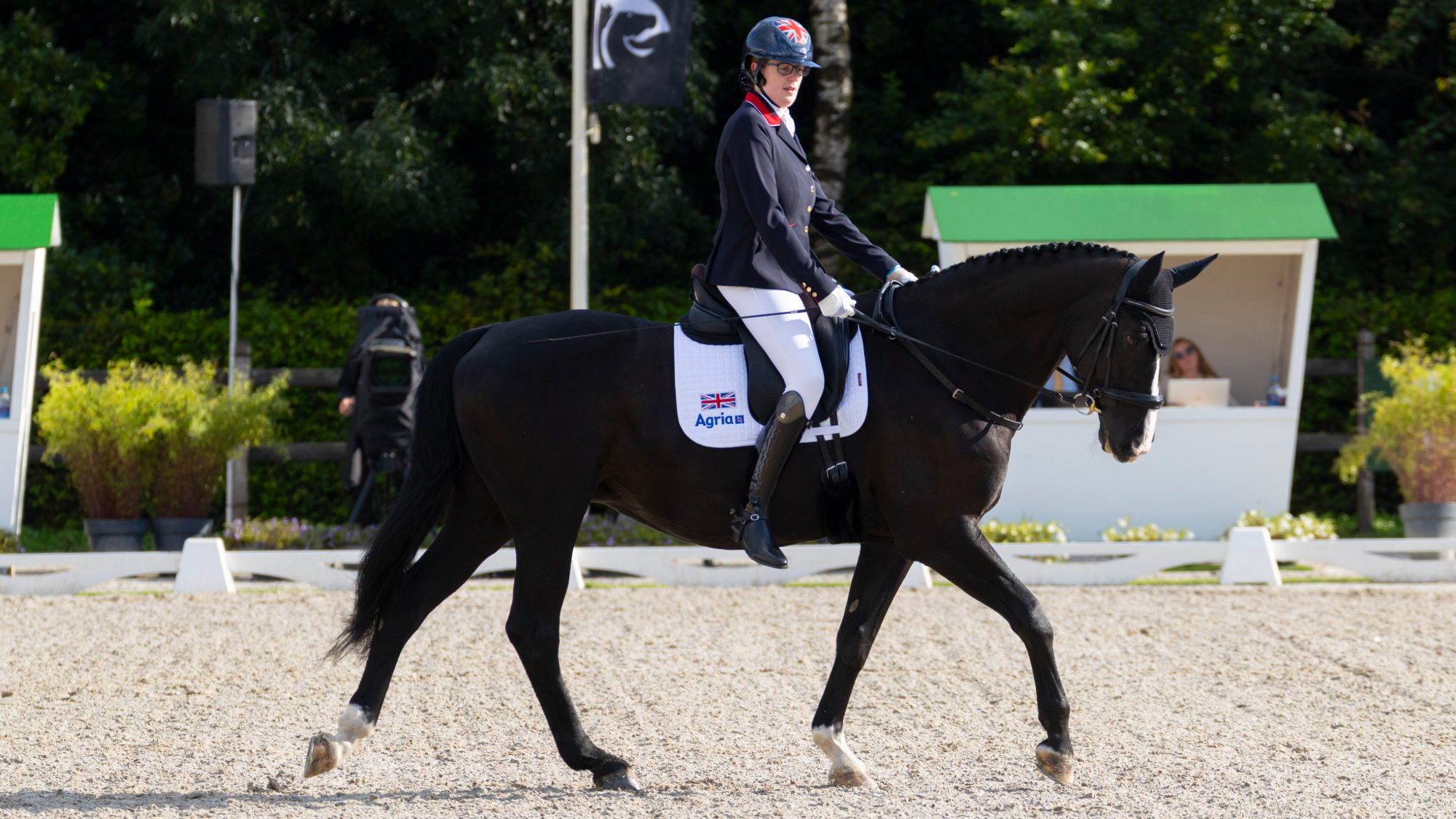 Grade I para dressage rider Mari Durward-Akhurst riding her horse Athene Lindebjerg at the 2025 European Para Dressage Championships. 