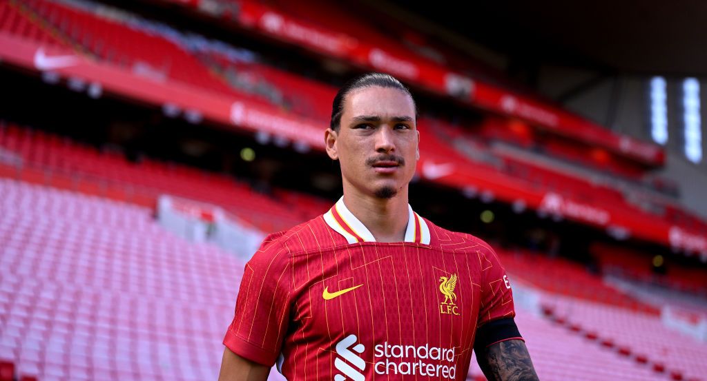 Liverpool squad for 2024/25 LIVERPOOL, ENGLAND - AUGUST 11: (THE SUN OUT, THE SUN ON SUNDAY OUT) Darwin Nunez of Liverpool during the pre-season friendly match between Liverpool and Las Palmas at Anfield on August 11, 2024 in Liverpool, England. (Photo by Andrew Powell/Liverpool FC via Getty Images)