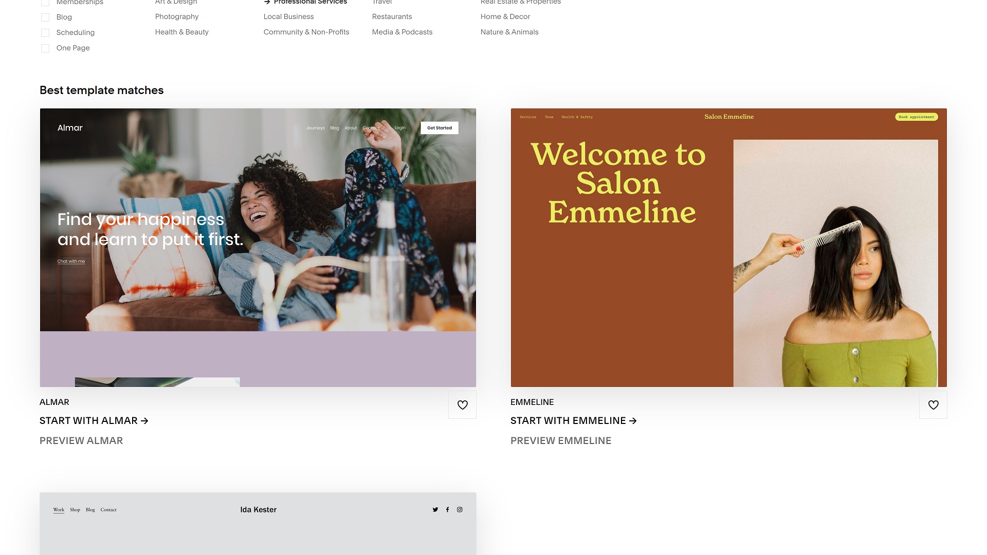 The Squarespace template library