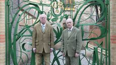 Gilbert & George at the gates to The Gilbert & George Centre
