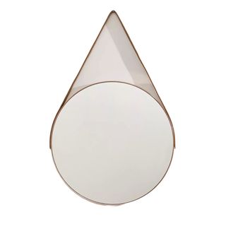 Round wall mirror with leather strap
