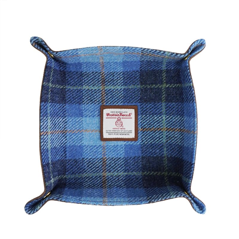 Harris Tweed Wool Valet Tray - Handcrafted Desk Organizer With Brass Snaps,versatile Storage for Keys, Coin, Jewelry, and More