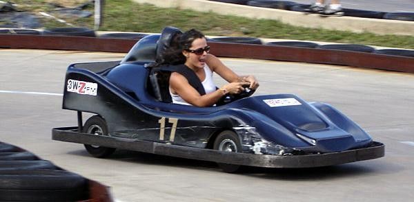 Abigail Hippely drives hard