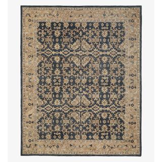 Blue and brown patterned rug