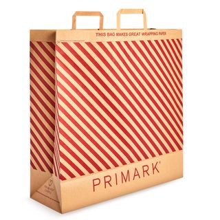 Stripped red brown paper primark shopping bag