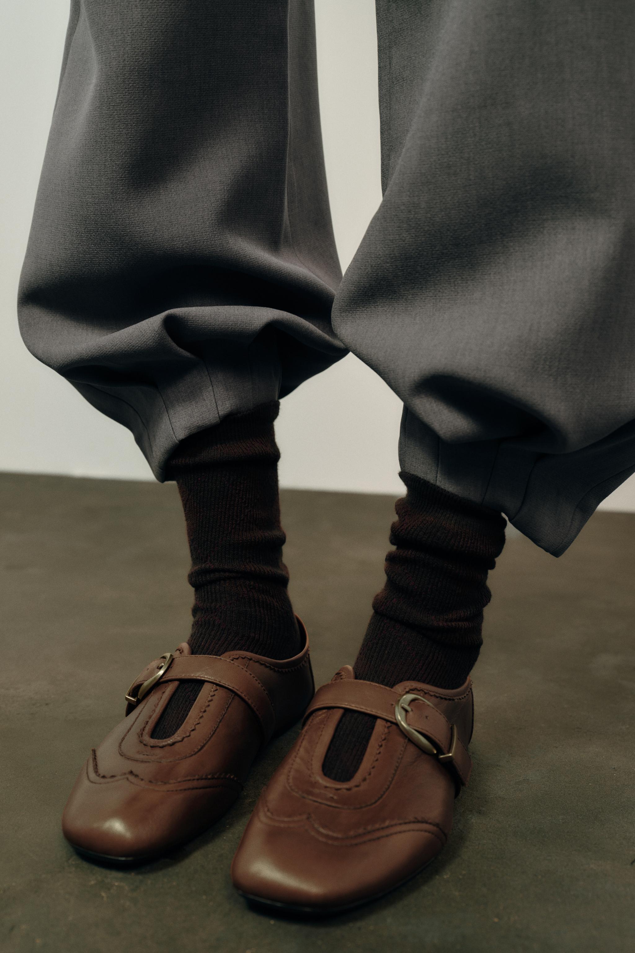 Leather Wingtip Ballet Flats