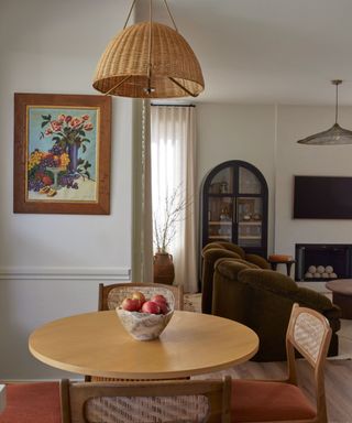 A dining area in an open-plan living room