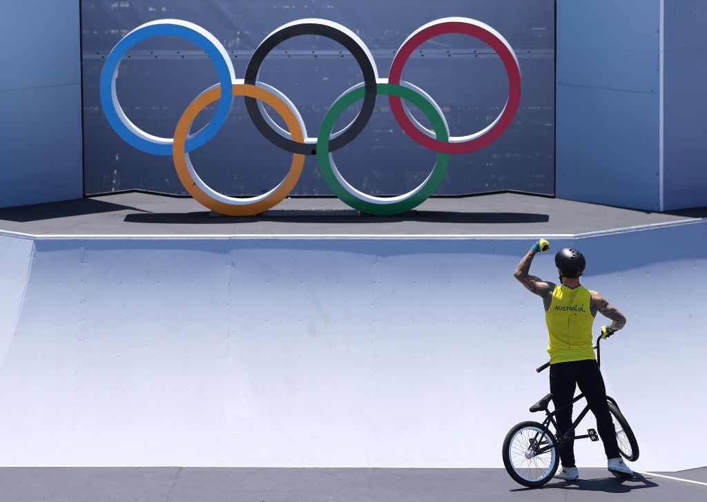 TOKYO JAPAN AUGUST 01 Logan Martin of Team Australia celebrates winning gold during the Mens Park Final of the BMX Freestyle on day nine of the Tokyo 2020 Olympic Games at Ariake Urban Sports Park on August 01 2021 in Tokyo Japan Photo by Jamie SquireGetty Images