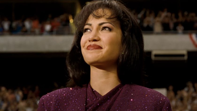 Selena at the Astrodome smiling proudly.