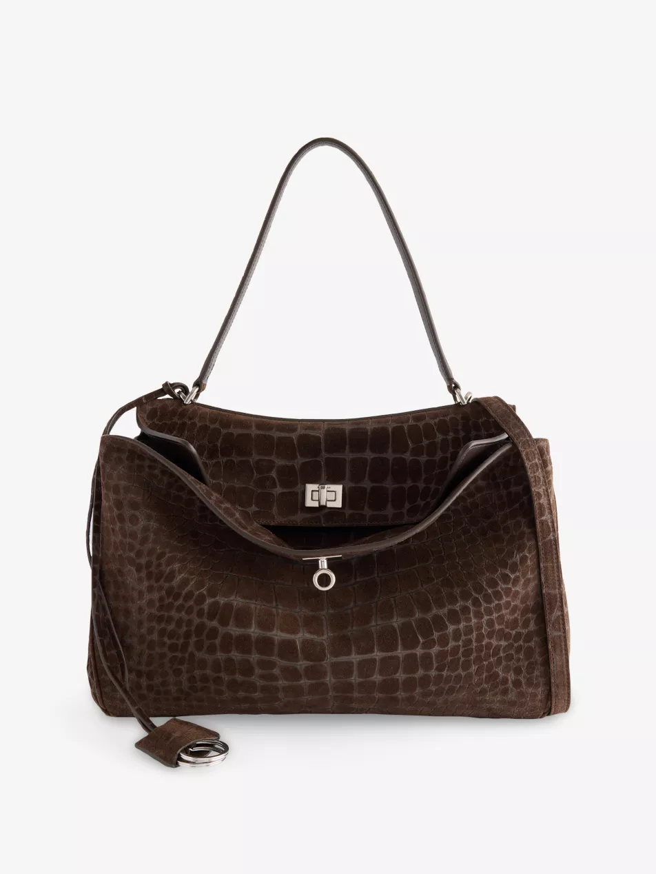 Rodeo Medium Croc Suede Top-Handle Bag