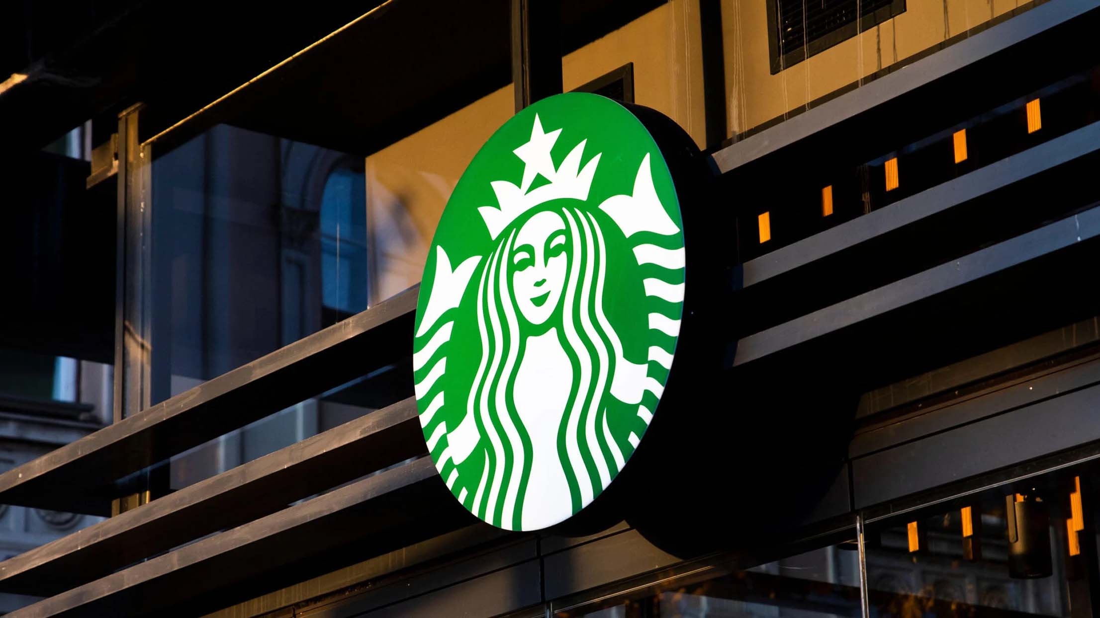 Starbucks logo pictures on a storefront