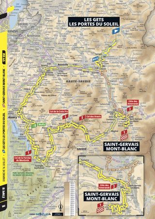 The map of stage 15 of the 2023 Tour de France