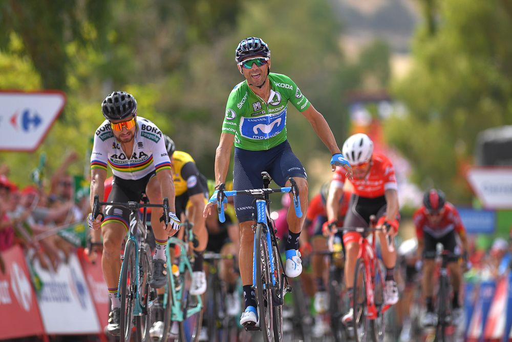 Alejandro Valverde wins stage 8 at the Vuelta a Espana ahead of Peter Sagan