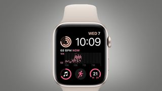 The Apple Watch SE on a grey background