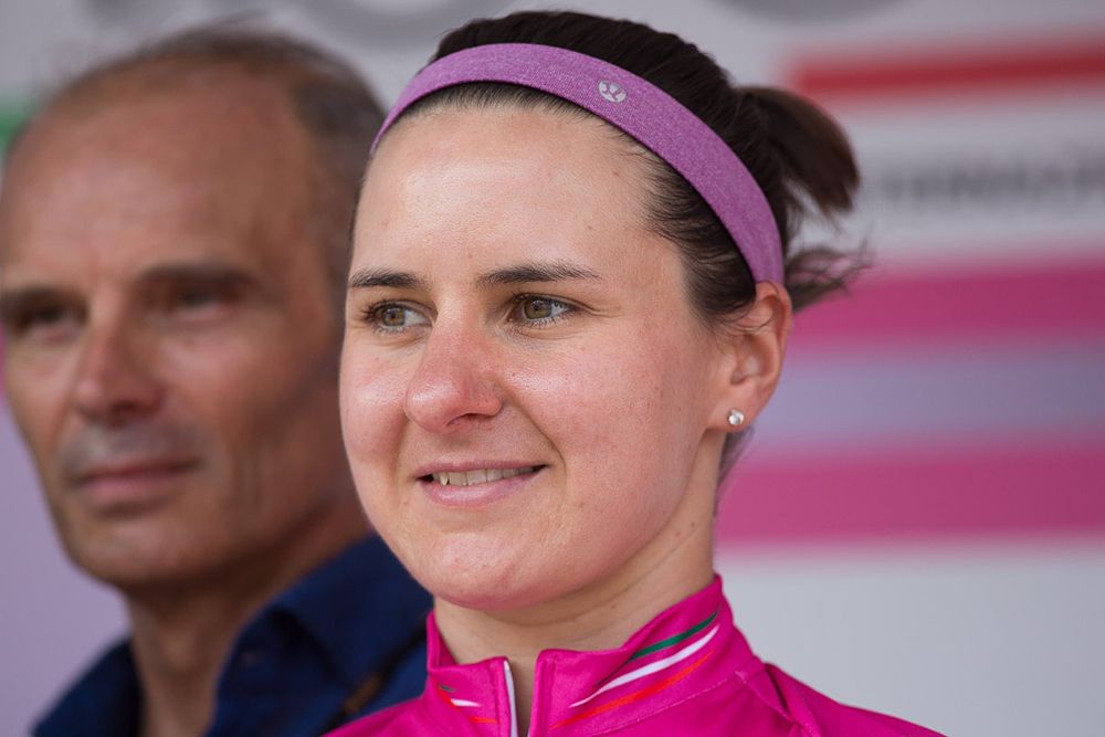 Megan Guarnier (USA) of Boels-Dolmans Cycling Team best sprinter's purple jersey after the Giro Rosa 2016 - Stage 4