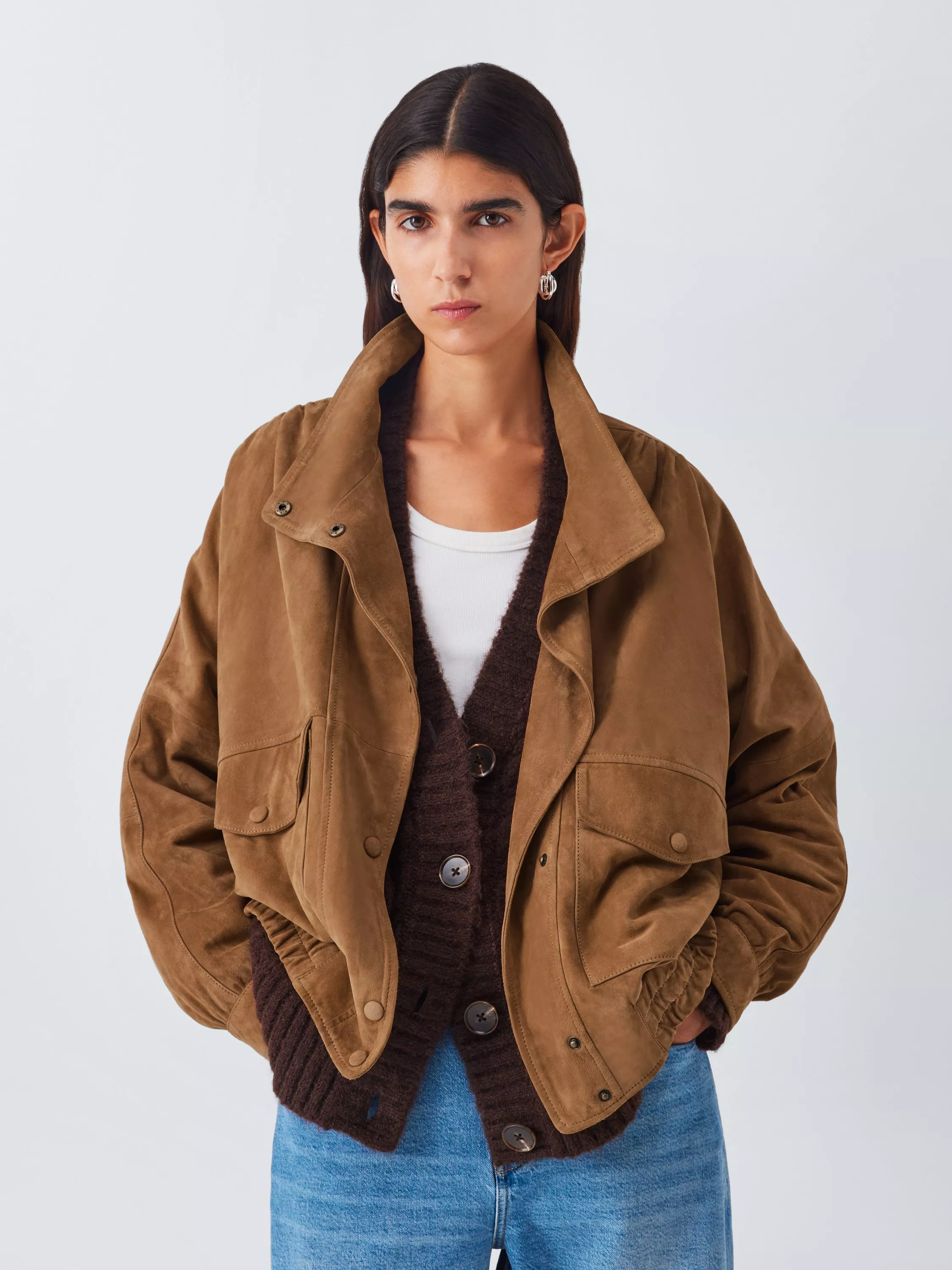 And/or Blouson Pure Suede Jacket, Tan