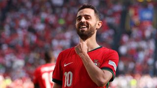 Bernardo Silva celebrates opening the scoring as Portugal beat Türkiye at Euro 2024.