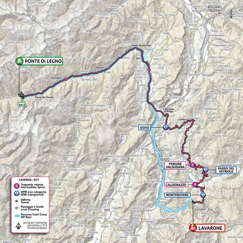 Stage 17 route map 2022 Giro d'Italia