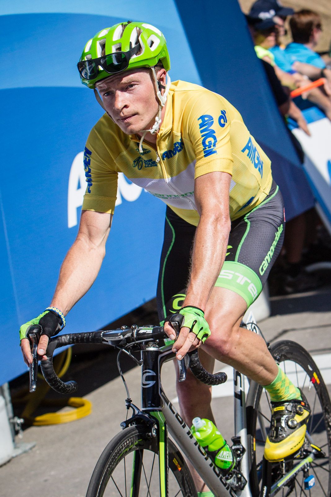 Cannondale's Ben King crosses the line having lost the race lead