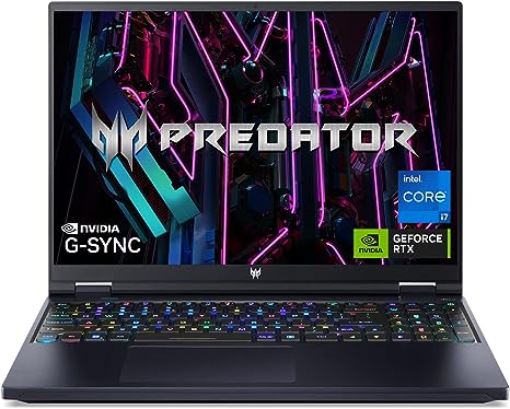 An Acer Predator Helios 16 on a white background