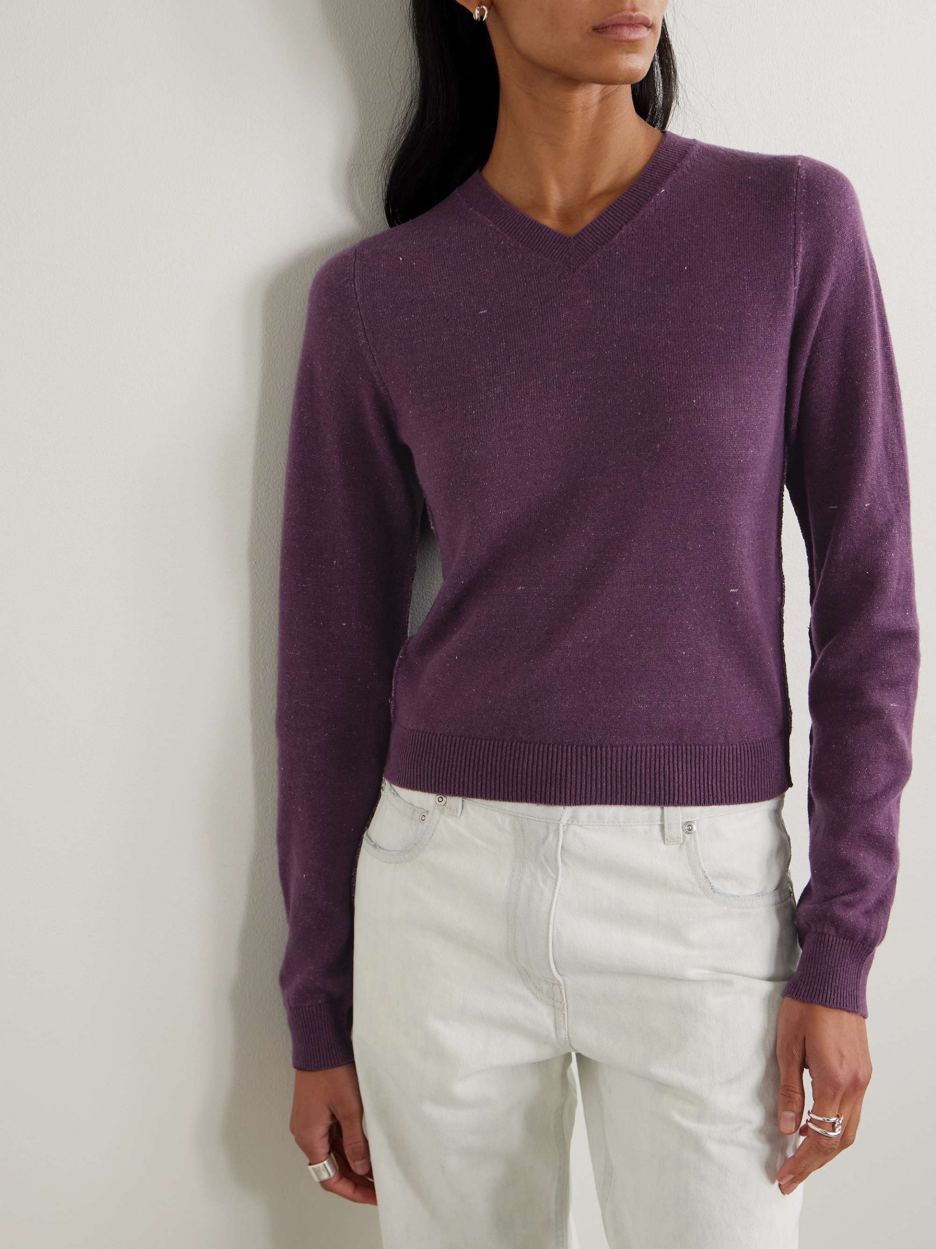 Celia Cropped Linen, Cashmere and Cotton-Blend Sweater