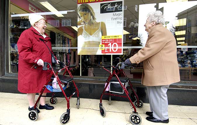 Old ladies with zimmer frames