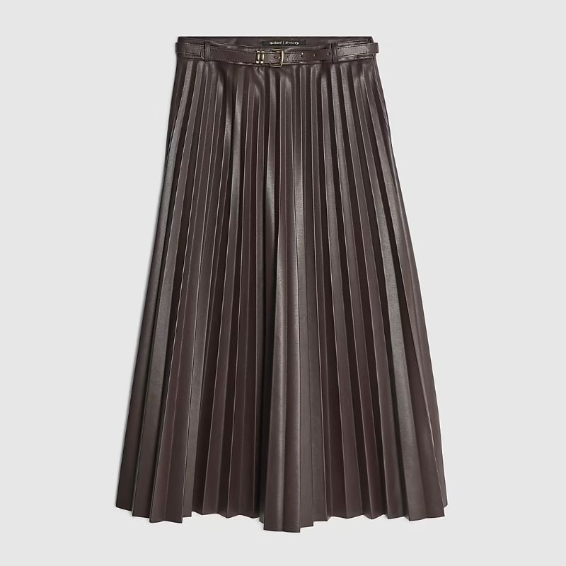 Alison Hammond&#039;s burgundy faux leather midi skirt from River Island