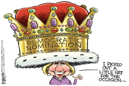 Political cartoon U.S. Hillary Clinton Democratic nomination hat