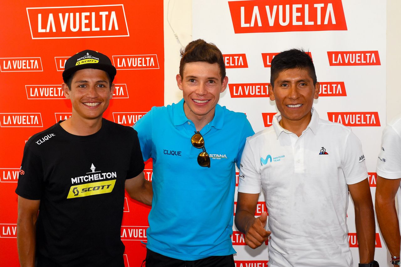 Esteban Chaves with Miguel Angel Lopez and Nairo Quintana