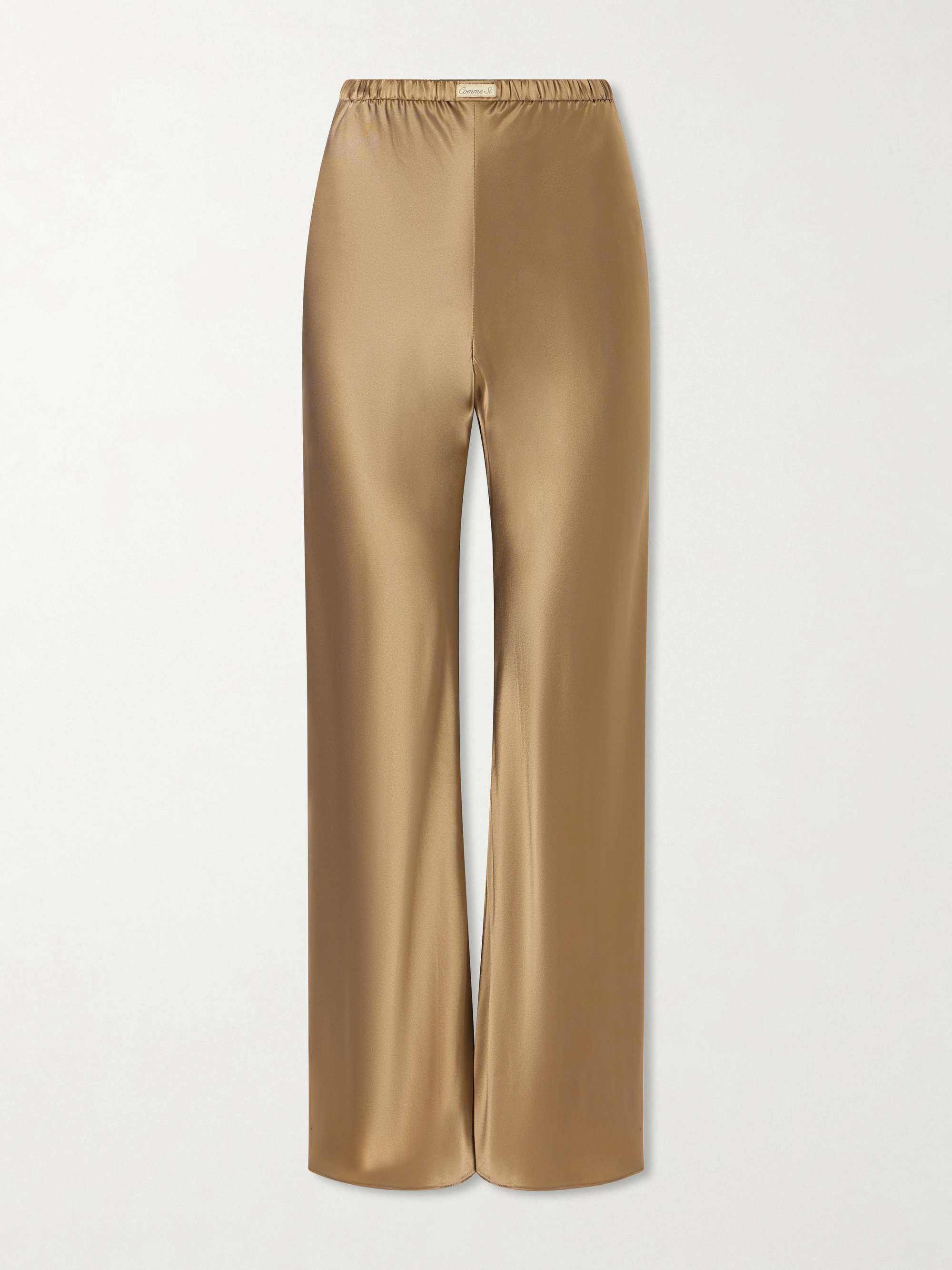 Silk-Bias Straight-Leg Pants