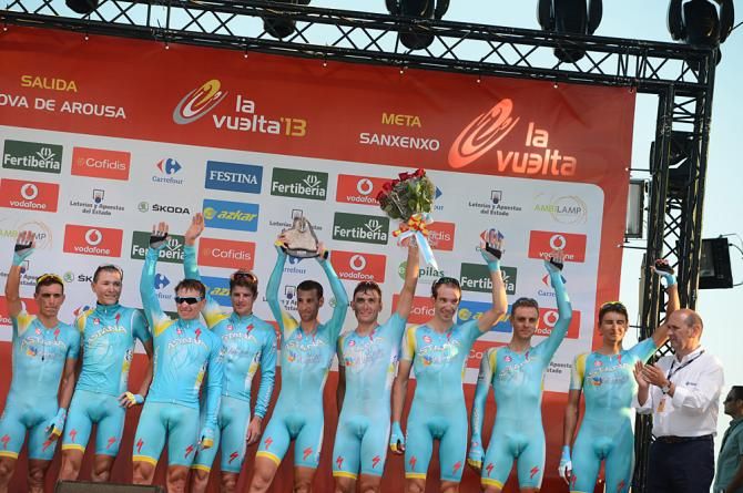 Astana celebrates their TTT victory