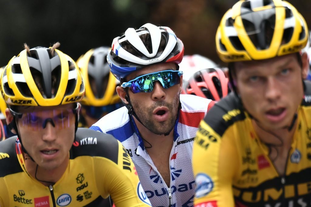 Team GroupamaFDJ rider Frances Thibaut Pinot C rides during the 1st stage of the 107th edition of the Tour de France cycling race 156 km between Nice and Nice on August 29 2020 Photo by Marco Bertorello AFP Photo by MARCO BERTORELLOAFP via Getty Images