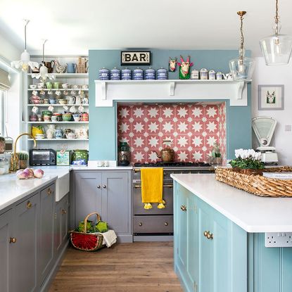 Blue Shaker kitchen makeover with vintage finds and dining area | Ideal ...