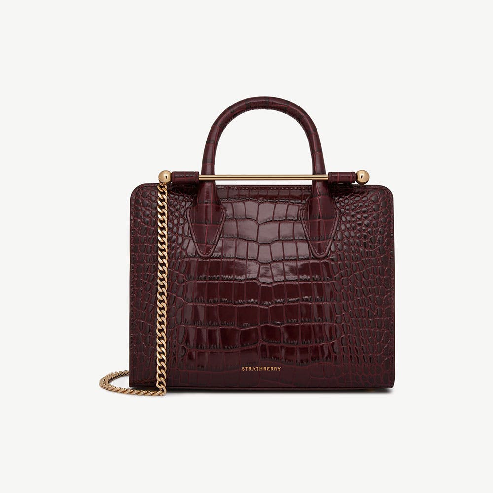 Mini Tote - Croc-Embossed Burgundy