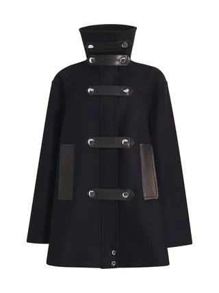 Khaite, Melbo Wool & Leather Coat